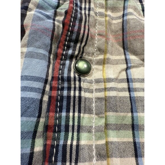 Rolling Paper Shirt Men’s Large Pearl Snap Plaid Patches Short Sleeve READ DESCR - Picture 2 of 10